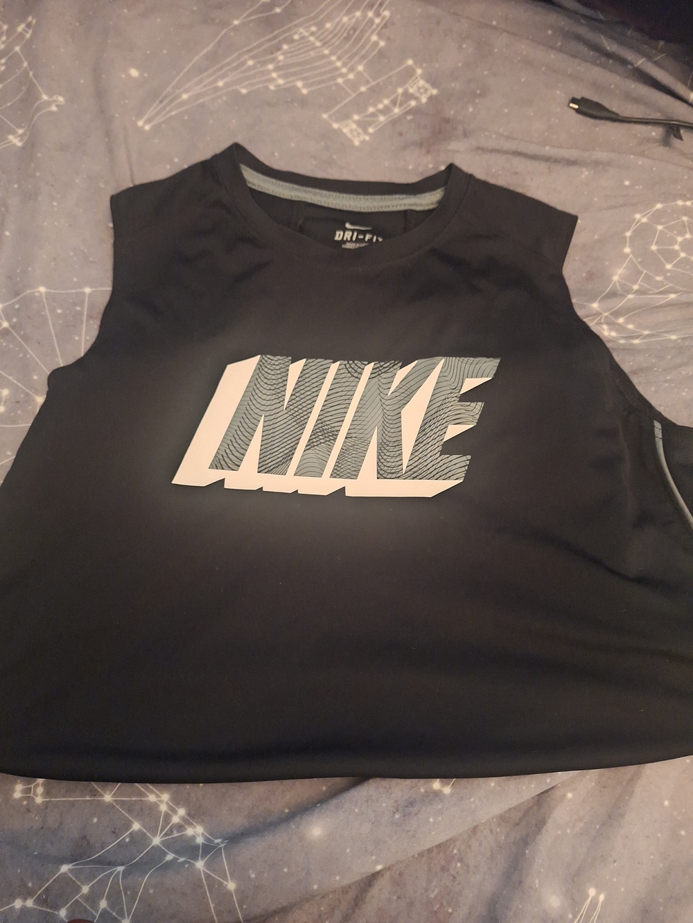 Nike Black Boys Dri-FIT Muscle Tee with White Logo